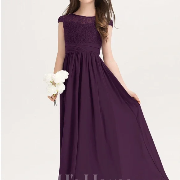 sachin and babi light blue dress Exquisite Long A-line Scoop Sleeveless Lace Chiffon Bridesmaid Dress –  BIZTUNNEL main image 0